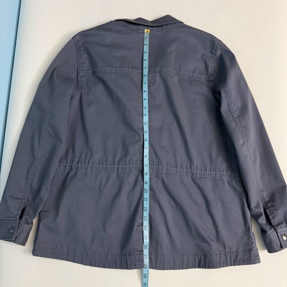 LL Bean Cotton Canvas Jacket Blue Gray Full Zip 4 Pockets Size XL - Picture 7 of 11
